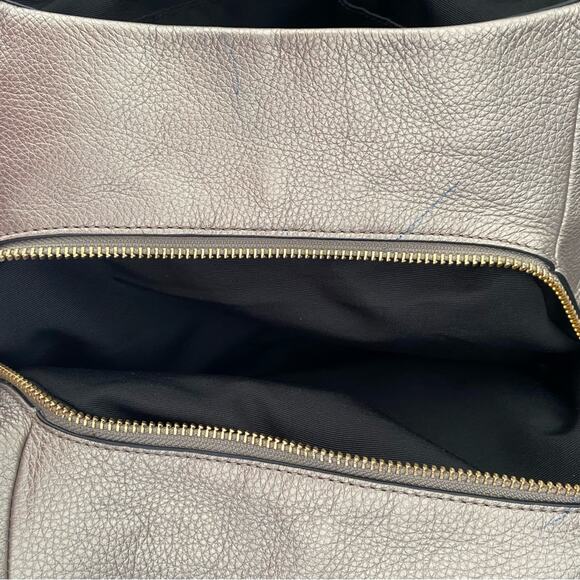 Coach Phoebe Saddle Leather Pebbled Medium Shoulder Bag Purse Pewter - Picture 10 of 13